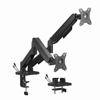 GEMBIRD ADJUSTABLE DESK 2-DISPLAY MOUNTING ARM WITH USB PORTS, 17”-32” BLACK