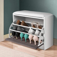 BAKAJI  Παπουτσοθήκη Πάγκος 1 Πόρτα Τριπλή Βάθος με Κάθισμα από Οικολογικό Δέρμα Γκρι 60x30x48  02837513