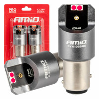 03586/AM ΛΑΜΠΑΚΙΑ P21/5W BAY15d 12/24V 6.000K 4xSMD LED CAN-BUS ΚΟΚΚΙΝΟ PRO SERIES AMIO - 2 Τεμ.
