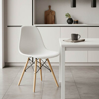 Καρέκλα Julita pakoworld PP λευκό-φυσικό πόδι 46x50x82εκ