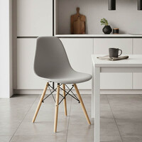 Καρέκλα Julita pakoworld PP γκρι-φυσικό πόδι 46x50x82εκ