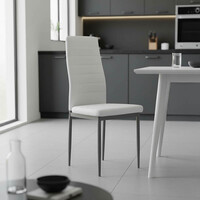 Καρέκλα Parker pakoworld μέταλλο-PU λευκό-γκρι πόδι 42x48x98εκ 4 τμχ