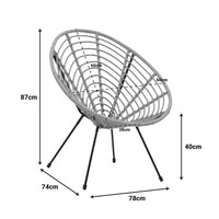 Πολυθρόνα Naoki pakoworld pe φυσικό-μέταλλο μαύρο πόδι 78x74x87εκ