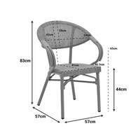 Πολυθρόνα Isaia pakoworld μαύρο αλουμίνιο-textilene μαύρο 57x57x83εκ