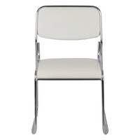 Καρέκλα επισκέπτη στοιβαζόμενη Randin pakoworld λευκό pu-πόδι χρωμίου 42x44x77εκ