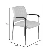 Καρέκλα επισκέπτη στοιβαζόμενη Cazen pakoworld λευκό pu-πόδι χρωμίου 55x49x84εκ