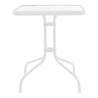 Τραπέζι Watson pakoworld μέταλλο λευκό- γυαλί 70x70x70εκ