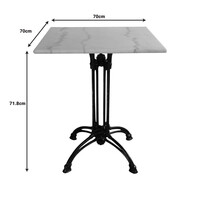 Τραπέζι μαρμάρινο Marmol pakoworld μαντέμι σε λευκή-μαύρη απόχρωση 70x70x71.8εκ