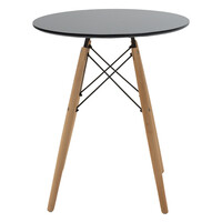 Τραπέζι Julita pakoworld MDF μαύρο και ξύλο οξιάς σε φυσική απόχρωση Φ60x73εκ