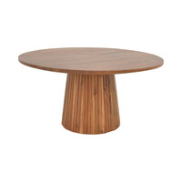 Τραπέζι σαλονιού Canicule ΙI pakoworld μασίφ ξύλο ακακίας σε καρυδί απόχρωση Φ80x40εκ