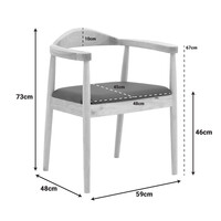 Πολυθρόνα Joube pakoworld rubberwood σε φυσική απόχρωση με μαύρο pu μαξιλάρι 59x48x73εκ 2 τμχ