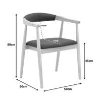 Πολυθρόνα Sandi pakoworld rubberwood σε φυσική απόχρωση με μαύρο pu μαξιλάρι 50x60x80εκ 2 τμχ