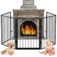 BAKAJI  Πόρτα Προστασίας Τζακιού για Σκύλους και Παιδιά Διαχωριστικό Φράχτης 3μ Μαύρο  02012758