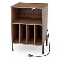 Costway Βάση Πικάπ με Σταθμό Φόρτισης & Ράφι & 4 Διαχωριστικά για Δίσκους Βινυλίου Καφέ JV12882DE-WT