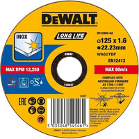 Dewalt DT43906 Δίσκος Ιnox Υψηλών Επιδόσεων 125 x 1.6