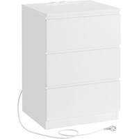 VASAGLE Κομοδίνο 40x35x59cm με Πρίζα και USB Θύρες σε Λευκό Χρώμα LET631W14V1