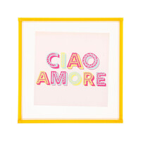 Ostaria Διακοσμητικό τοίχου Ακρυλικό 'Ciao amore' πορτοκαλί 14x14cm -37556