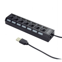 GEMBIRD USB2.0 7-PORT HUB WITH SWITCHES POWER ADAPTER BLACK