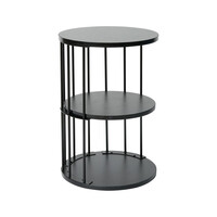 Ostaria Στρογγυλό Τραπέζι 3 Επιπέδων Μέταλλο Και Ξύλο Μαύρο -35474