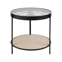 Ostaria Τραπέζι Μέταλλο Γυαλί Ξύλο 'Ρολόι' Μαύρο -35647