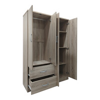 Ντουλάπα τετράφυλλη με 2 συρτάρια Lego pakoworld σε oak απόχρωση 120.5x42x181εκ