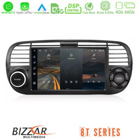 Bizzar oem Fiat 500 2008-2015 8core Android12 4+64gb Navigation Multimedia Deckless 7 με Carplay/androidauto u-8t-Ft315bl