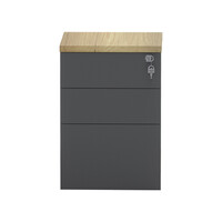 Συρταριέρα επαγγελματική τροχήλατη Lotus pakoworld 3ων συρταριών σε φυσική-ανθρακί απόχρωση 40x44x61εκ