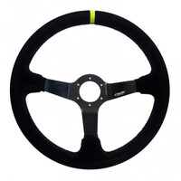 SRCAR/350C . ΤΙΜΟΝΙ CARRERA ΤΡΙΑΚΤΙΝΟ 350 mm/ΠΑΧΟΣ 104 mm/BΑΘΟΣ 90 mm (ΜΑΥΡΟ ΣΟΥΕΝΤ ΜΕ ΚΙΤΡΙΝΗ ΡΙΓΑ)