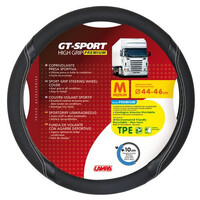 L9800.8 . Κάλυμμα Τιμονιού Φορτηγού GT-SPORT Μαύρο με Ασημί Ραφή - 44/46 cm Medium