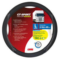 L9800.9 . Κάλυμμα Τιμονιού Φορτηγού GT-SPORT Μαύρο με Ασημί Ραφή - 46/48 cm Large