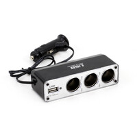 01706/AM . ΑΝΤΑΠΤΟΡΑΣ ΑΝΑΠΤΗΡΑ ΤΡΙΠΛΟΣ+ 1 USB 500mA ΜΕ ΚΑΛΩΔΙΟ 30cm 12/24V 2A MAX AMiO - 1 ΤΕΜ.