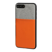 L.P14936/T . APPLE iPHONE 7 PLUS ΚΑΙ 8 PLUS ΘΗΚΗ ΚΙΝΗΤΟΥ DUO POCKET ΓΚΡΙ-ΠΟΡΤΟΚΑΛΙ ΜΑΓΝΗΤΙΚΗ SILVER LINE
