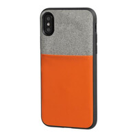 L.P14940/T . APPLE iPHONE X ΘΗΚΗ ΚΙΝΗΤΟΥ DUO POCKET ΓΚΡΙ-ΠΟΡΤΟΚΑΛΙ ΜΑΓΝΗΤΙΚΗ SILVER LINE