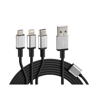 L3884.7/T . ΚΑΛΩΔΙΟ USB ΦΟΡΤΙΣΗΣ CERBERO 100 cm (3 ΑΝΤΑΠΤΟΡΕΣ TYPE C/APPLE/MICRO USB - 8 PIN) SILVER LINE