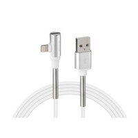 L3884.9/T . ΚΑΛΩΔΙΟ USB ΦΟΡΤΙΣΗΣ ΚΑΙ ΑΝΤΑΠΤΟΡΑΣ ΑΚΟΥΣΤΙΚΩΝ APPLE (8 PIN) 90 ΜΟΙΡΩΝ IRON SILVER LINE (100 cm)