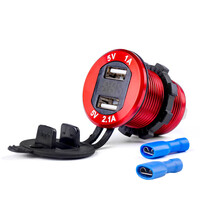 02861/AM . ΠΡΙΖΑ ΜΕ 2 ΘΥΡΕΣ USB ΚΑΙ ΨΗΦΙΑΚΟ ΒΟΛΤΟΜΕΤΡΟ ΜΕ ΚΑΠΑΚΙ ΚΟΚΚΙΝΗ 12/24V 5V 3.1A MOD-11 AMIO