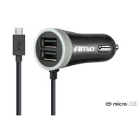 02056/AM . ΦΟΡΤΙΣΤΗΣ ΑΝΑΠΤΗΡΑ 12V 2,4A ΜΕ 2 ΘΥΡΕΣ USB ΚΑΙ 1 MICRO USB ΜΕ ΚΑΛΩΔΙΟ AMiO – 1 ΤΕΜ.