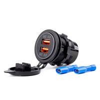 02855/AM . ΠΡΙΖΑ ΜΕ 2 ΘΥΡΕΣ USB 12/24V 3.0A Φ37mmX51mm QUICK CHARGE MOD-05