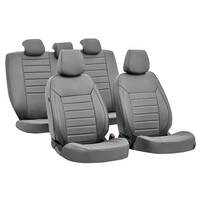 L5466.6 . ΚΑΛΥΜΜΑΤΑ ΚΑΘΙΣΜΑΤΩΝ LUXURY LEATHERETTE ΔΕΡΜΑΤΙΝΗ ΑΦΡΩΔΕΣ ΓΚΡΙ - 4 ΤΕΜ.