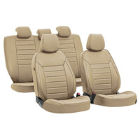 L5466.7 . ΚΑΛΥΜΜΑΤΑ ΚΑΘΙΣΜΑΤΩΝ LUXURY LEATHERETTE ΔΕΡΜΑΤΙΝΗ ΑΦΡΩΔΕΣ ΜΠΕΖ - 4 ΤΕΜ.