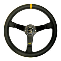 ΤΙΜ.41012/01/LU . ΤΙΜΟΝΙ MIRAGE CORSA 350mm ΒΑΘΟΣ 75mm ΔΕΡΜΑΤΙΝΟ ΜΑΥΡΟ LUISI