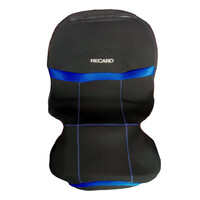 ΠΛΑΤ.REC.BLACK-BLUE . ΗΜΙΚΑΛΥΜΜΑΤΑ ΚΑΘΙΣΜΑΤΩΝ BUCKET RECARO ΜΑΥΡΟ/ΜΠΛΕ ΜΕ ΥΠΟΔΟΧΗ ΠΡΟΣΚΕΦΑΛΟΥ VELCRO & ΠΡΟΣΚΕΦΑΛΑ - 2 ΤΕΜ.