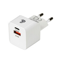 L3869.1/Τ . ΦΟΡΤΙΣΤΗΣ ME OIKIAKH ΠΡΙΖΑ 220/240V 20W  ΜΕ 2 ΘΥΡΕΣ USB (A+C) LAMPA - 1 ΤΕΜ.