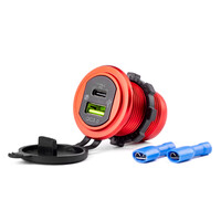 02859/AM . ΠΡΙΖΑ ΜΕ 2 ΘΥΡΕΣ USB ΚΑΙ ΚΑΠΑΚΙ ΚΟΚΚΙΝΗ 12/24V 5-12V 3.0A QUICK CHARGER MOD-09 AMIO -1 ΤΕΜ.