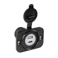 L3912.0 . ΠΡΙΖΑ ΑΝΑΠΤΗΡΑ ΜΕ ΚΑΠΑΚΙ ΚΑΙ 2 ΘΥΡΕΣ USB (A+C) 12/24V 3000mA 15W ΜΑΥΡΗ FAST CHARGE LAMPA - 1 TEM.