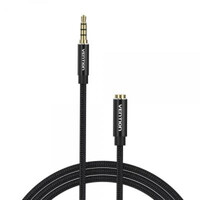 VENTION Cotton Braided TRRS 3.5mm Male to 3.5mm Female Audio Extension Cable 0.5M Black Aluminum Alloy Type (BHCBD) (VENBHCBD)