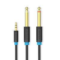 VENTION 3.5mm Male to 2*6.5mm Male Audio Cable 1.5M Black (BACBG) (VENBACBG)
