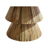 Τραπέζι σαλονιού Havai pakoworld μασίφ ξύλο mango σε φυσική απόχρωση κ λευκή επιφάνεια μαρμάρου Φ80x45εκ