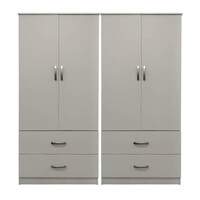 Ντουλάπα τετράφυλλη με συρτάρια Lego pakoworld λευκή 160x42x180εκ