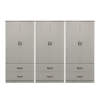 Ντουλάπα εξάφυλλη με συρτάρια Lego pakoworld λευκή 240x42x180εκ